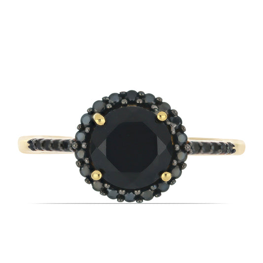 Goldplattierter Silberring mit schwarzem Spinell aus Gorno Badakhshan
