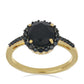 Goldplattierter Silberring mit schwarzem Spinell aus Gorno Badakhshan