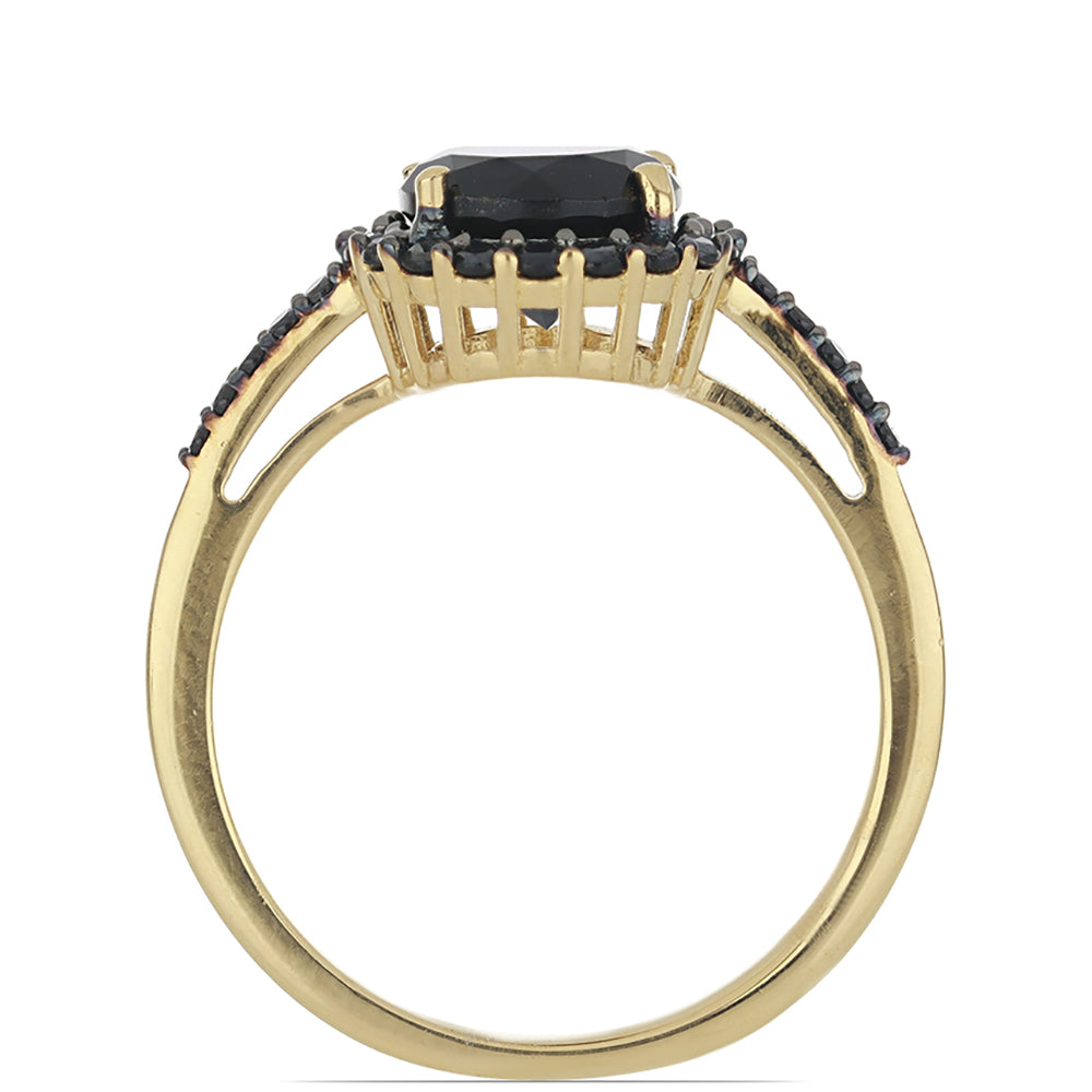 Goldplattierter Silberring mit schwarzem Spinell aus Gorno Badakhshan