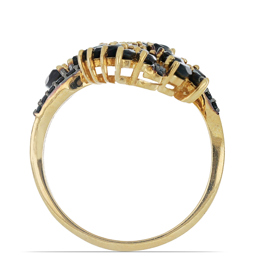 Goldplattierter Silberring mit schwarzem Spinell aus Gorno Badakhshan 3 