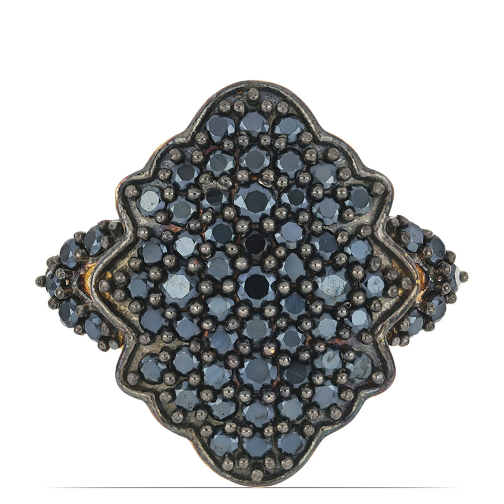 Goldplattierter Silberring mit schwarzem Spinell aus Gorno Badakhshan