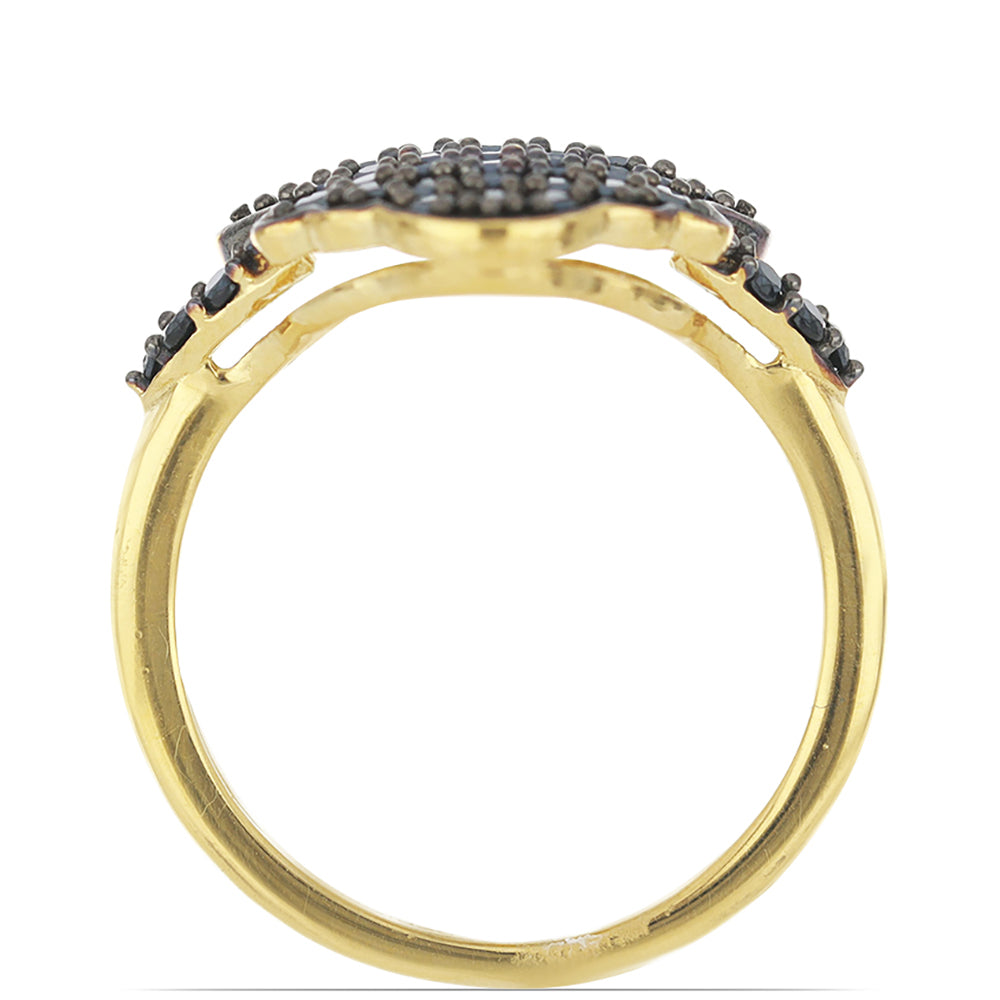 Goldplattierter Silberring mit schwarzem Spinell aus Gorno Badakhshan