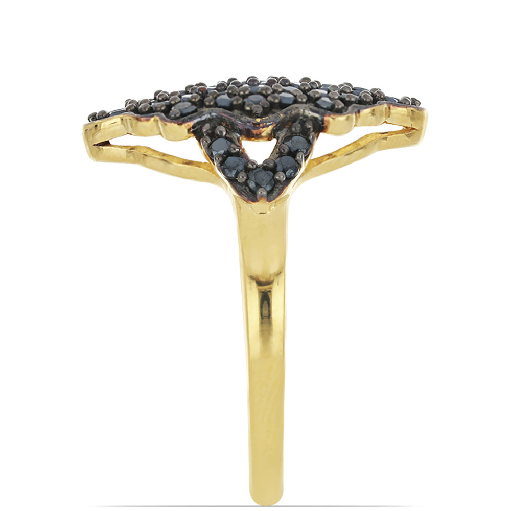 Goldplattierter Silberring mit schwarzem Spinell aus Gorno Badakhshan