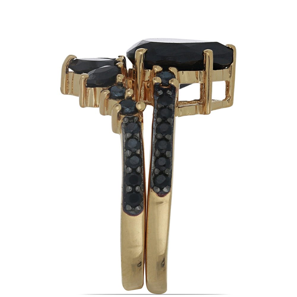 schmuckgarnitur aus Goldplattierte Silber mit schwarzem Spinell aus Gorno Badakhshan 3 