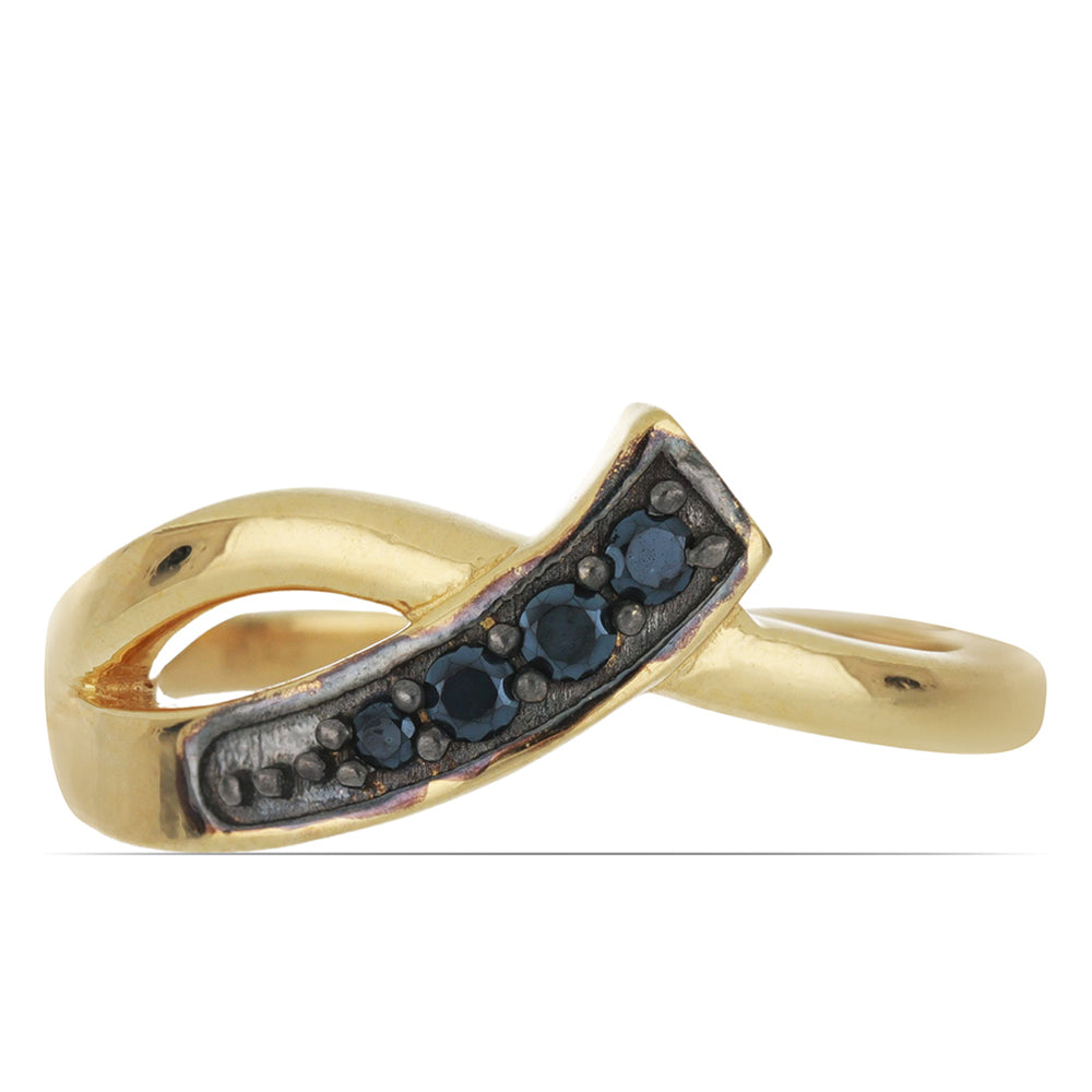 Goldplattierter Silberring mit schwarzem Spinell aus Gorno Badakhshan