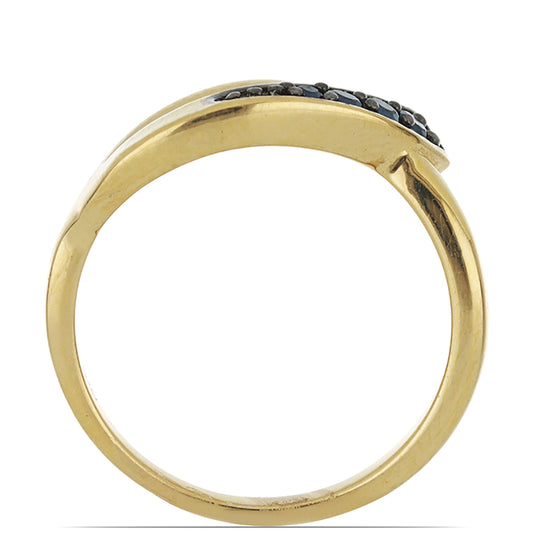 Goldplattierter Silberring mit schwarzem Spinell aus Gorno Badakhshan