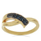 Goldplattierter Silberring mit schwarzem Spinell aus Gorno Badakhshan