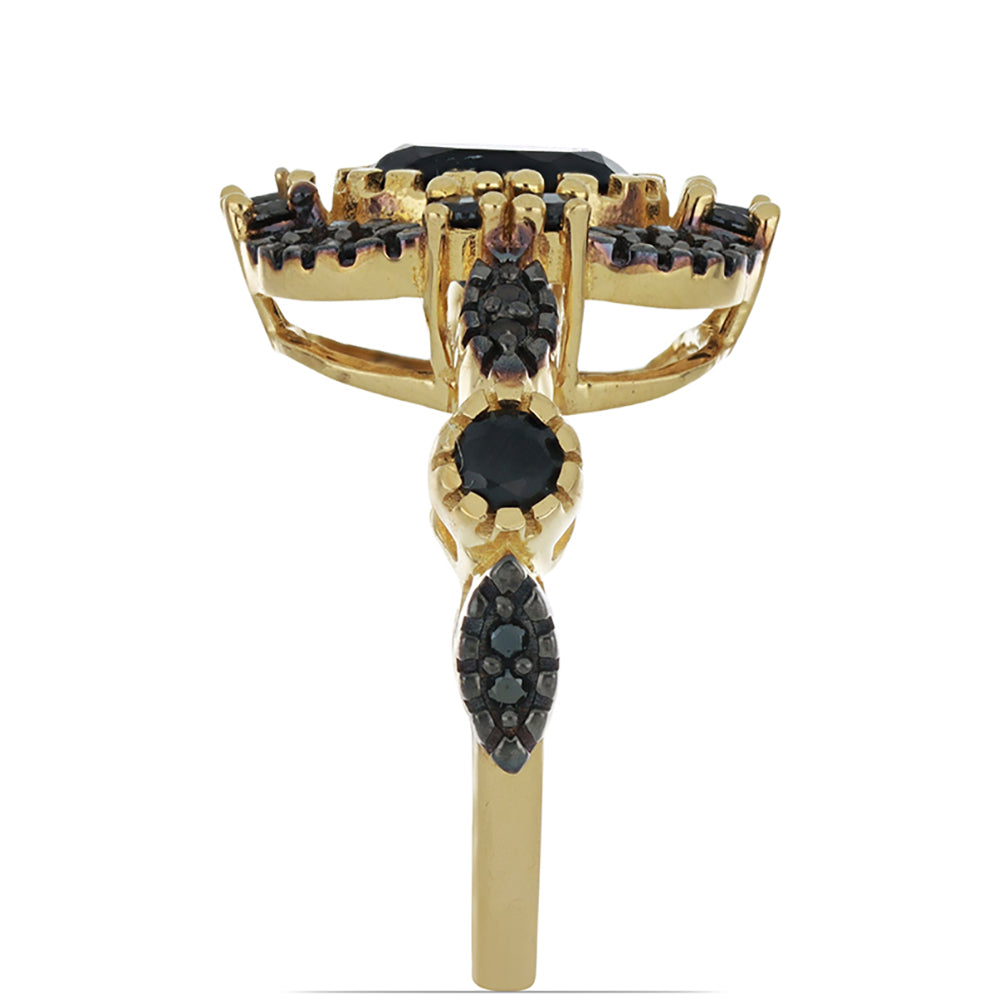 Goldplattierter Silberring mit schwarzem Spinell aus Gorno Badakhshan 4 