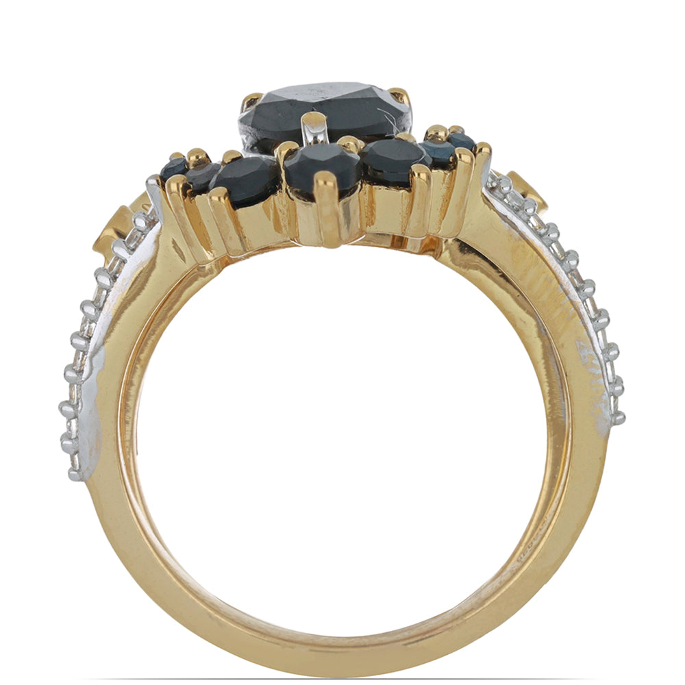 Goldplattierter Silberring mit schwarzem Spinell aus Gorno Badakhshan