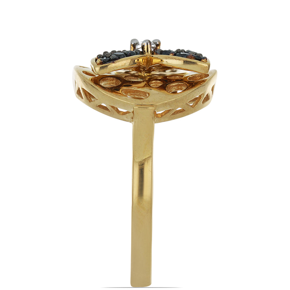 Goldplattierter Silberring mit schwarzem Spinell aus Gorno Badakhshan und weißem Topas 3 