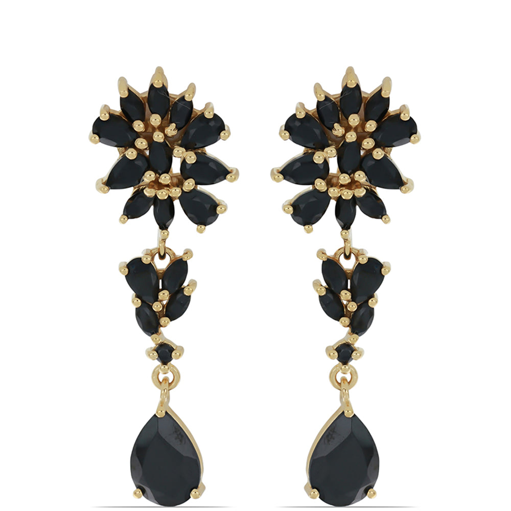 Goldplattierte Silberohrringe mit schwarzem Spinell aus Gorno Badakhshan