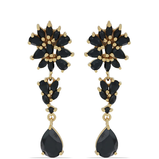 Goldplattierte Silberohrringe mit schwarzem Spinell aus Gorno Badakhshan