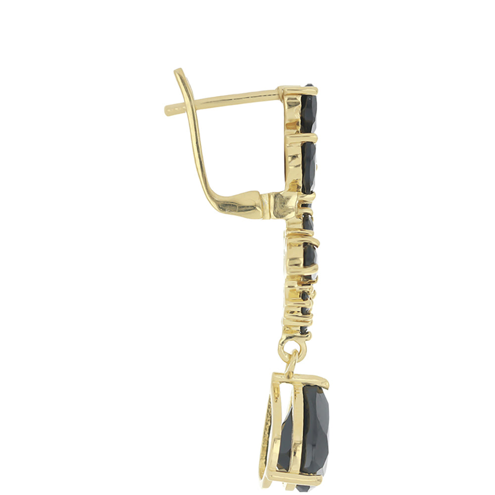 Goldplattierte Silberohrringe mit schwarzem Spinell aus Gorno Badakhshan