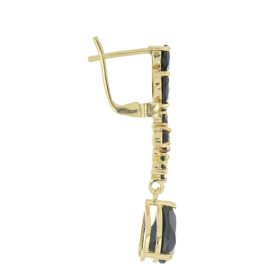 Goldplattierte Silberohrringe mit schwarzem Spinell aus Gorno Badakhshan