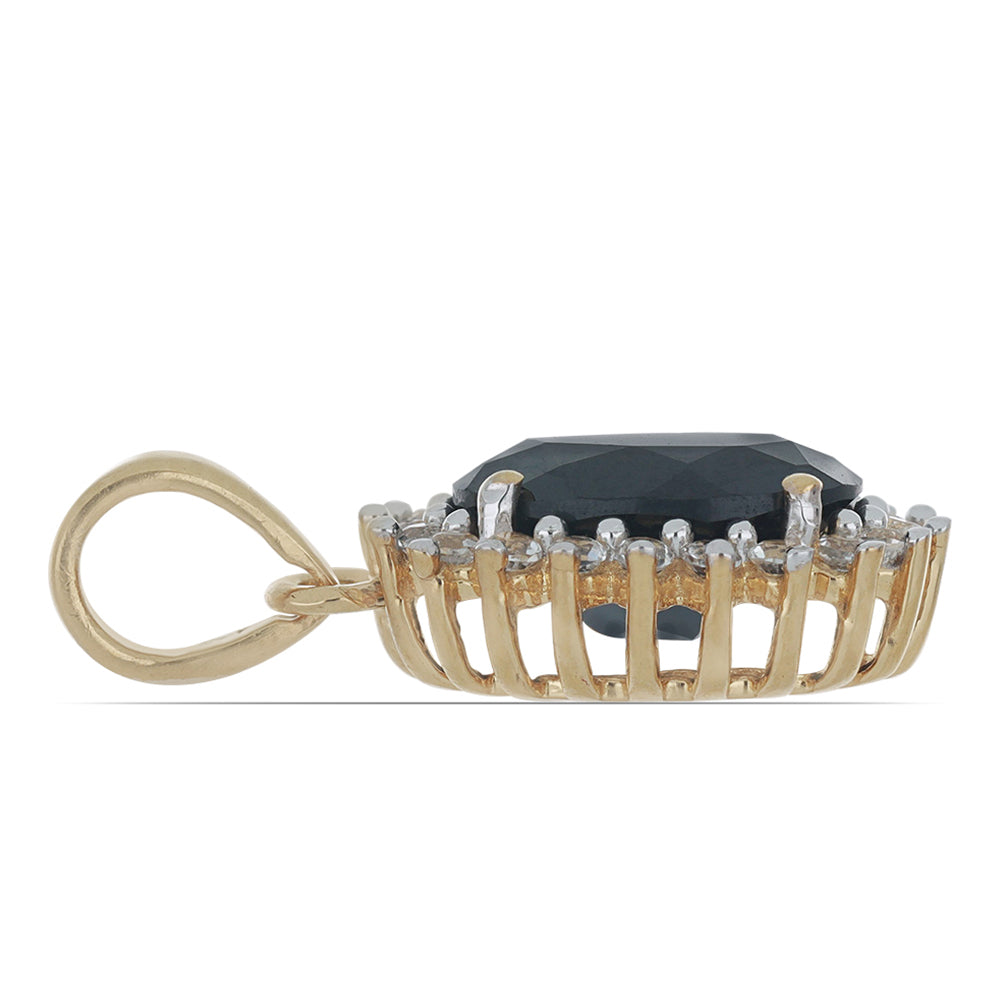 Goldplattierter Silberanhänger mit schwarzem Spinell aus Gorno Badakhshan und weißem Topas