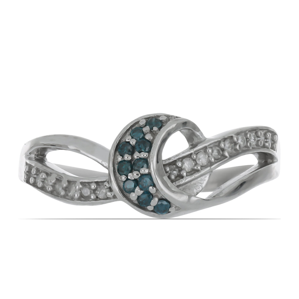 Silberring mit blauem Diamant und weißem Diamant