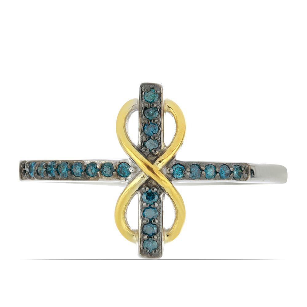 Goldplattierter Silberring mit blauem Diamant 1 