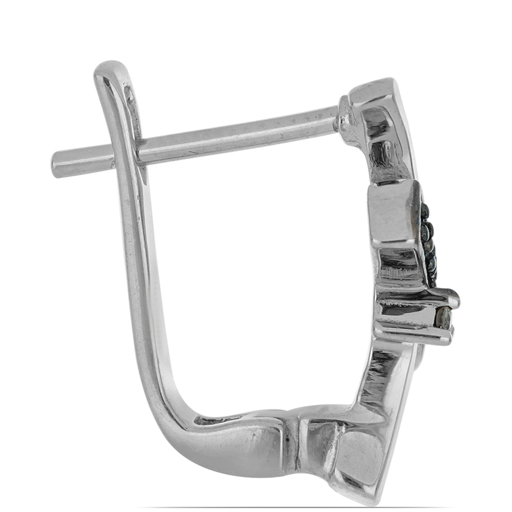 Silberohrringe mit blauem Diamant und weißem Diamant 2 