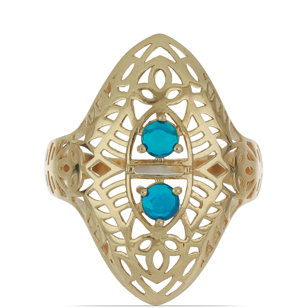 Goldplattierter Silberring mit blauem äthiopischem Opal aus Lega Dembi 1 