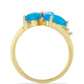 Goldplattierter Silberring mit blauem äthiopischem Opal aus Lega Dembi und weißem Topas