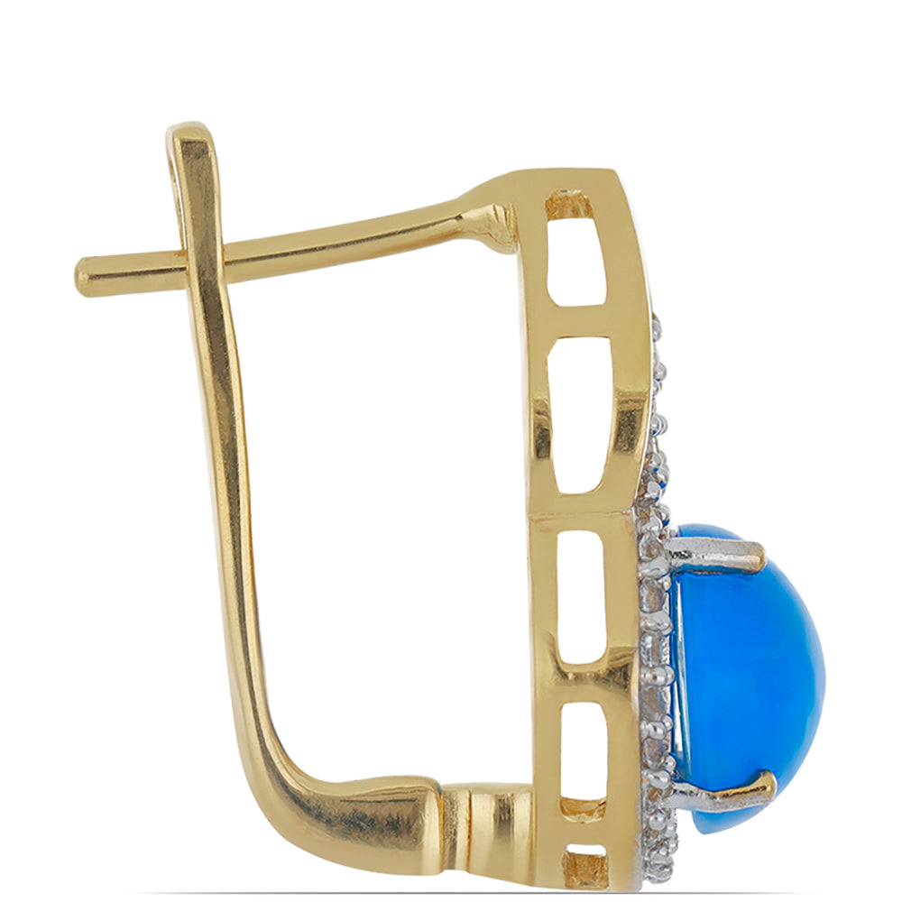 Goldplattierte Silberohrringe mit blauem äthiopischem Opal aus Lega Dembi und weißem Topas 2 