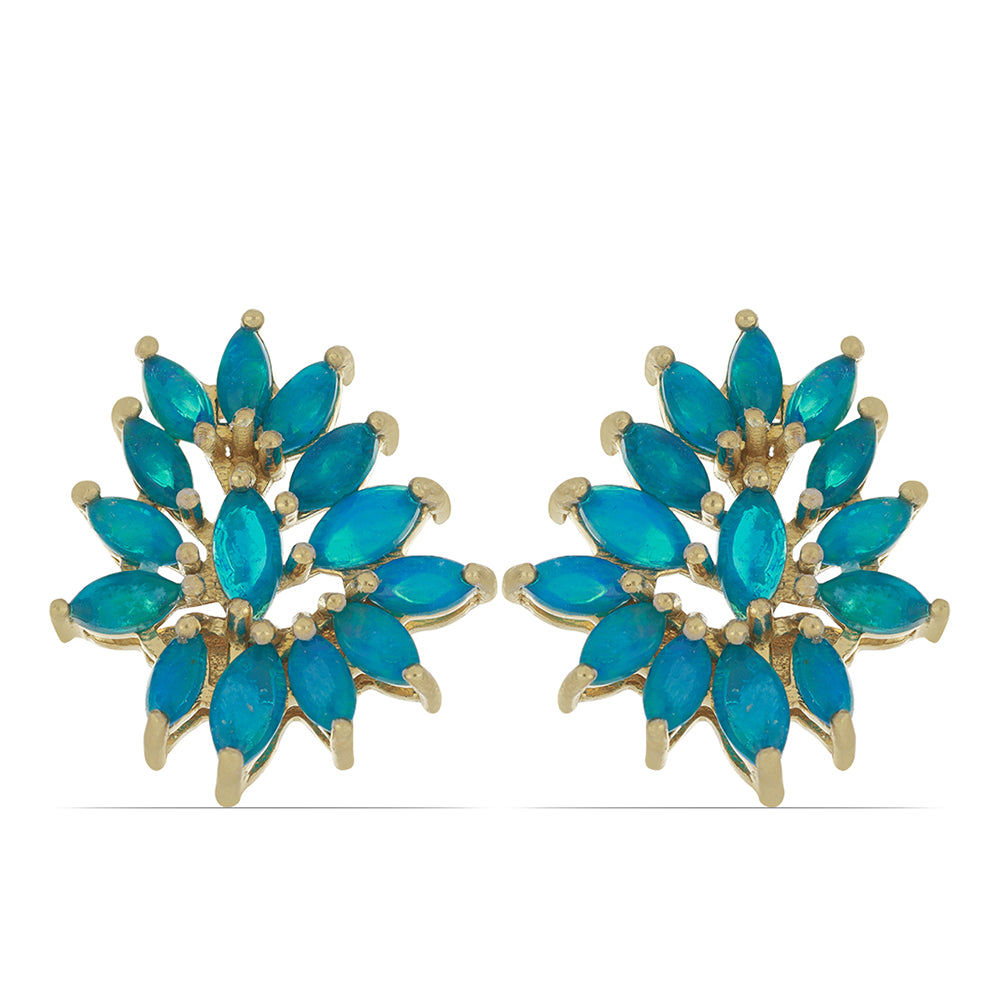 Goldplattierte Silberohrringe mit blauem äthiopischem Opal aus Lega Dembi 1 
