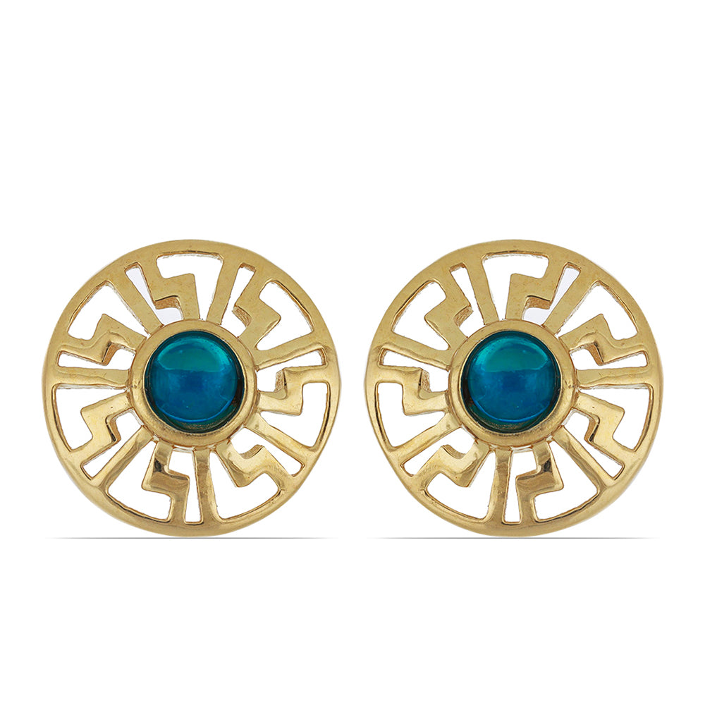 Goldplattierte Silberohrringe mit blauem äthiopischem Opal aus Lega Dembi 1 