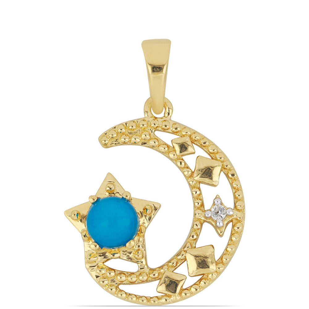 Goldplattierter Silberanhänger mit blauem äthiopischem Opal aus Lega Dembi und weißem Topas