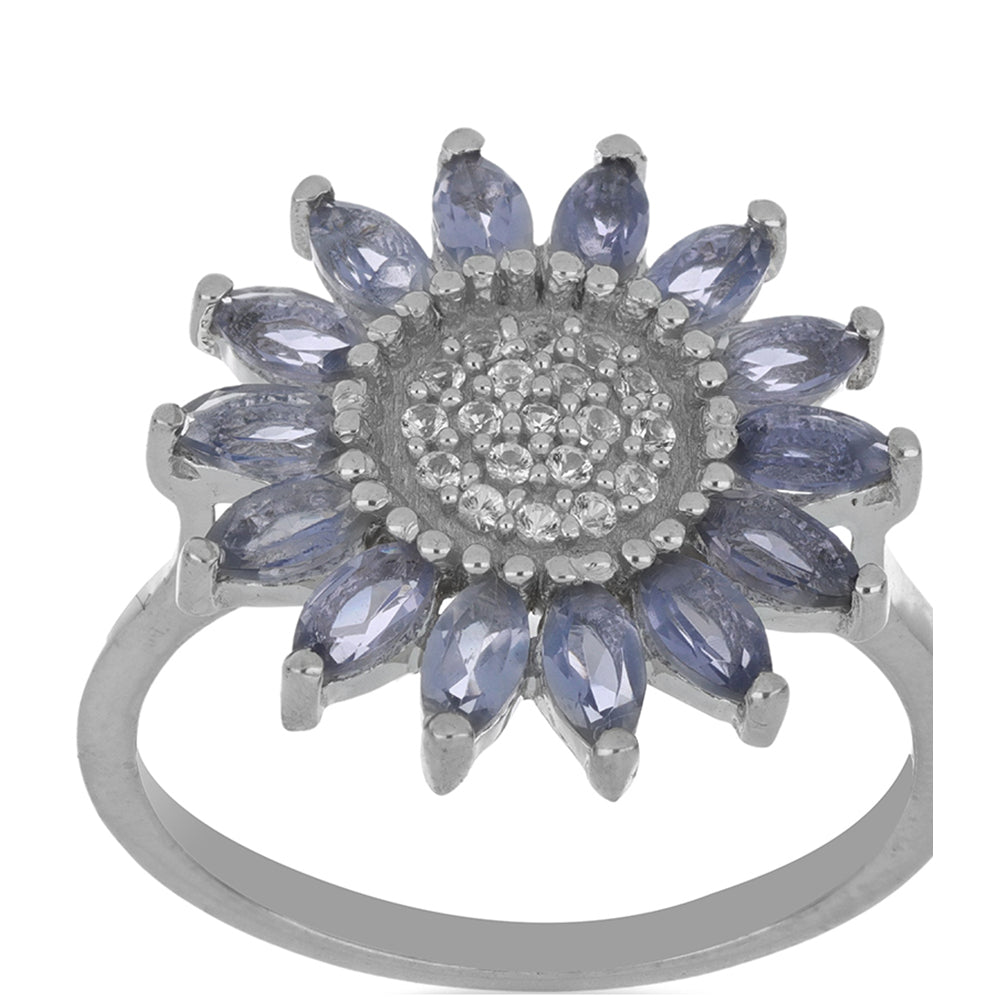 Silberring mit Iolith aus Yellowknife und weißem Topas 4 