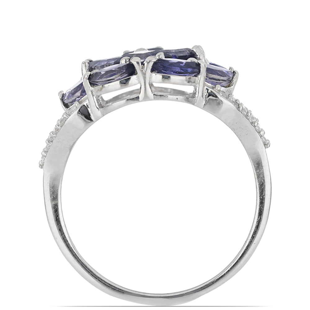 Silberring mit Iolith aus Yellowknife und weißem Topas 3 