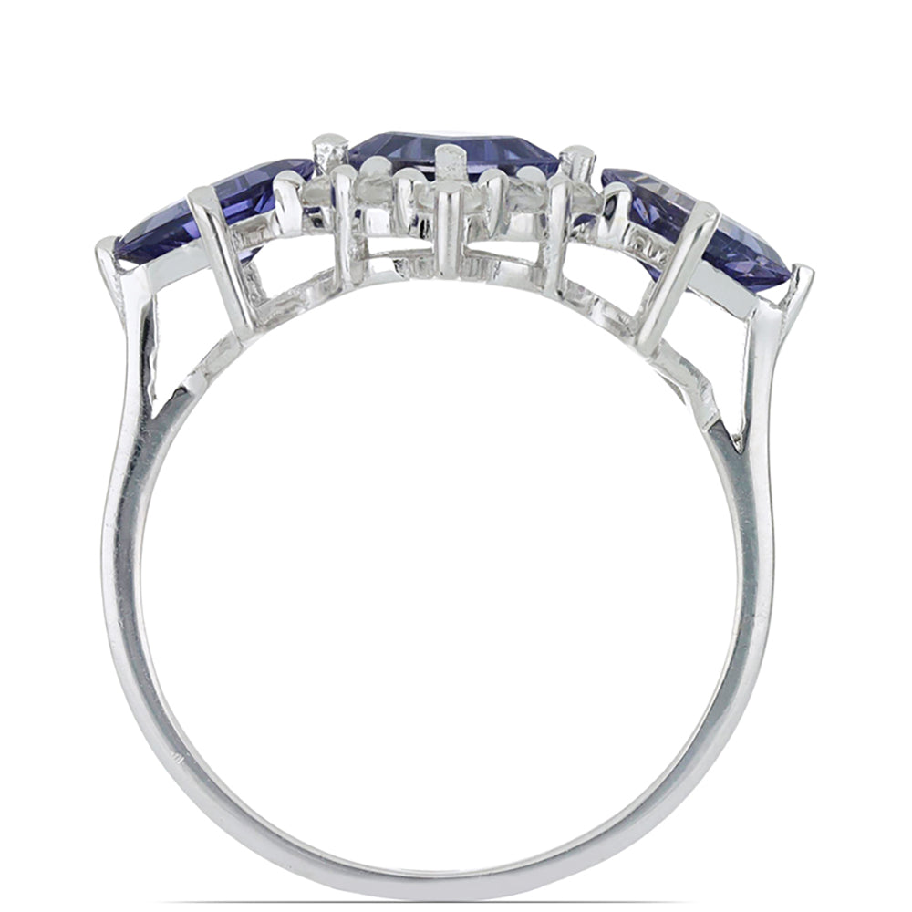 Silberring mit Iolith aus Yellowknife und weißem Topas 2 