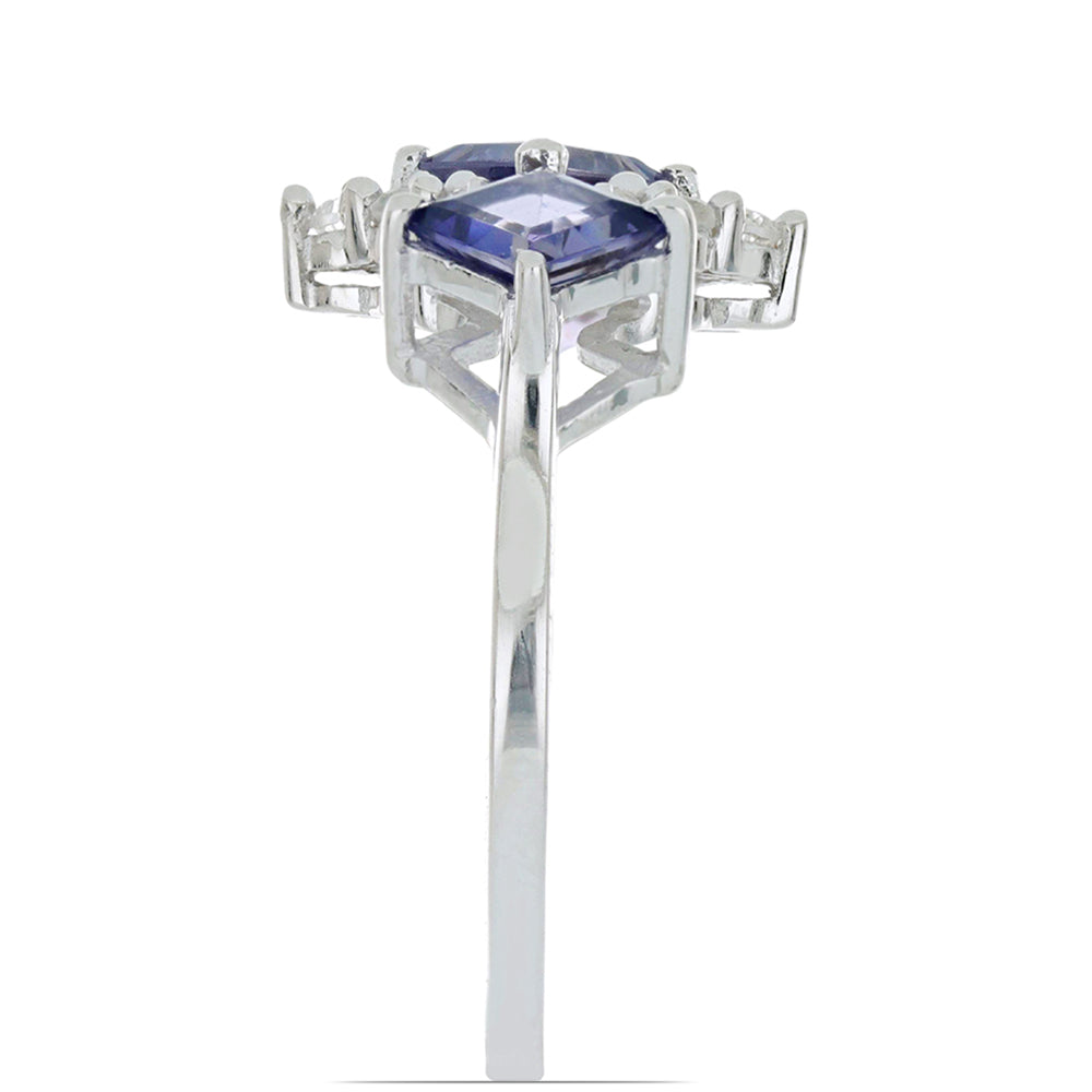 Silberring mit Iolith aus Yellowknife und weißem Topas 3 