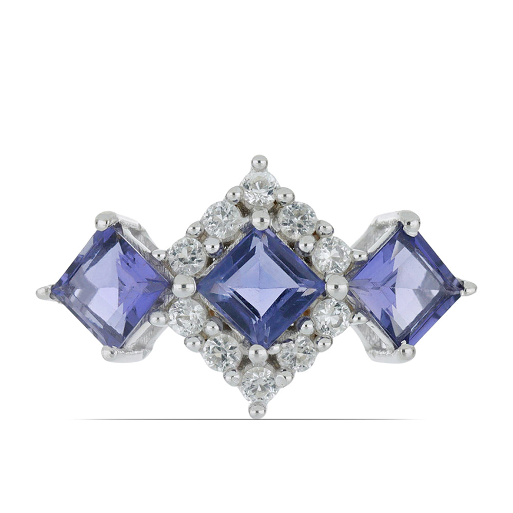 Silberring mit Iolith aus Yellowknife und weißem Topas 1 