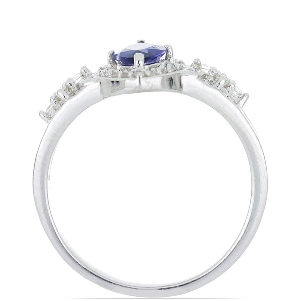 Silberring mit Iolith aus Yellowknife und weißem Topas