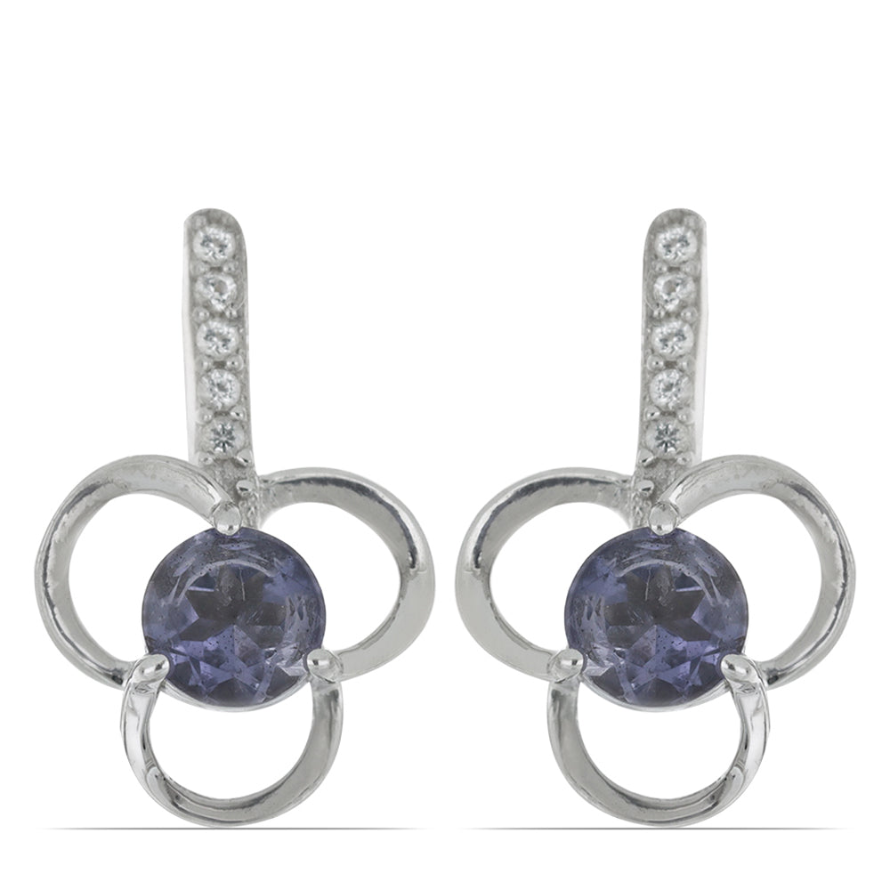 Silberohrringe mit Iolith aus Yellowknife und weißem Topas 1 