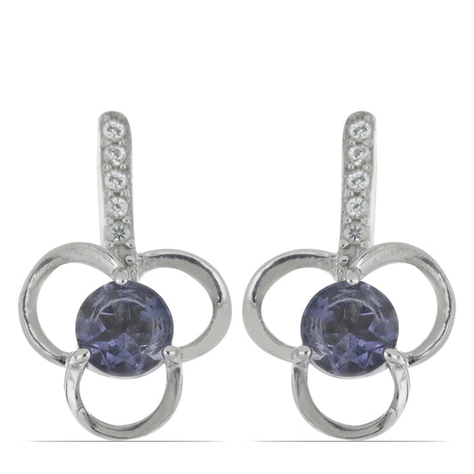 Silberohrringe mit Iolith aus Yellowknife und weißem Topas