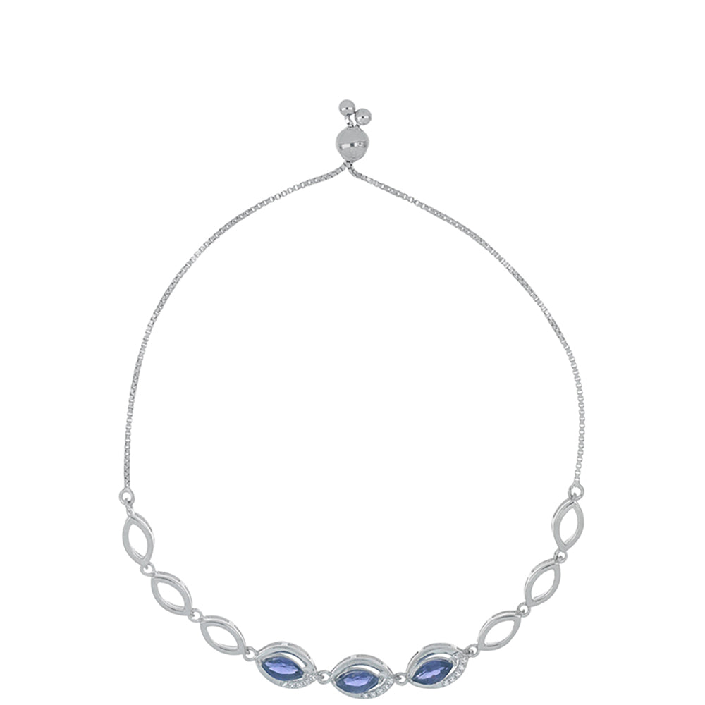 Silberarmband mit Iolith aus Yellowknife und weißem Topas 1 