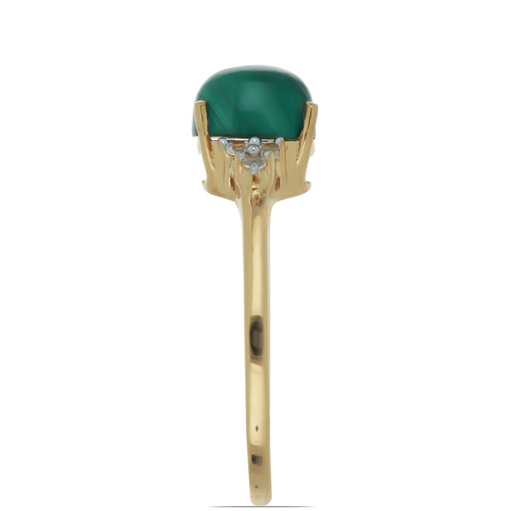 Goldplattierter Silberring mit Wales Malachit und weißem Topas 4 