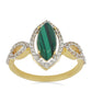 Goldplattierter Silberring mit Wales Malachit und weißem Topas