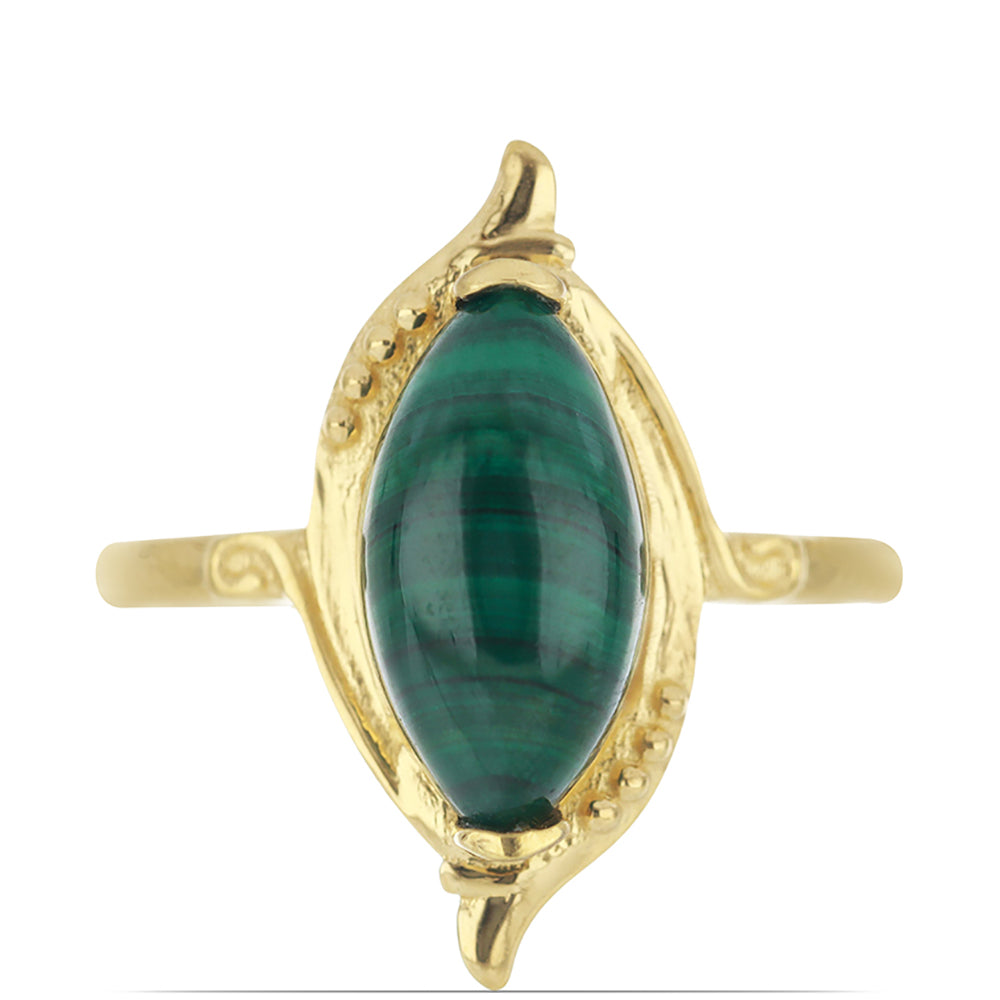 Goldplattierter Silberring mit Wales Malachit