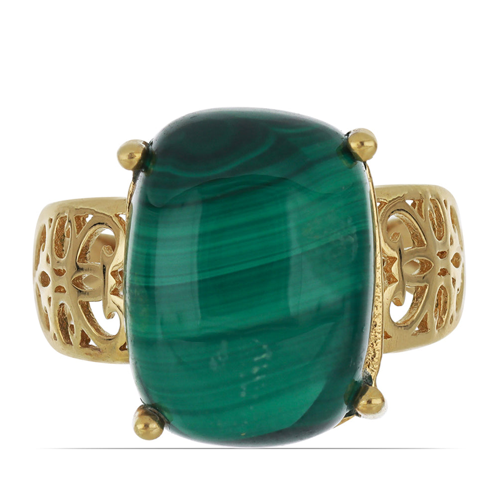 Goldplattierter Silberring mit Wales Malachit