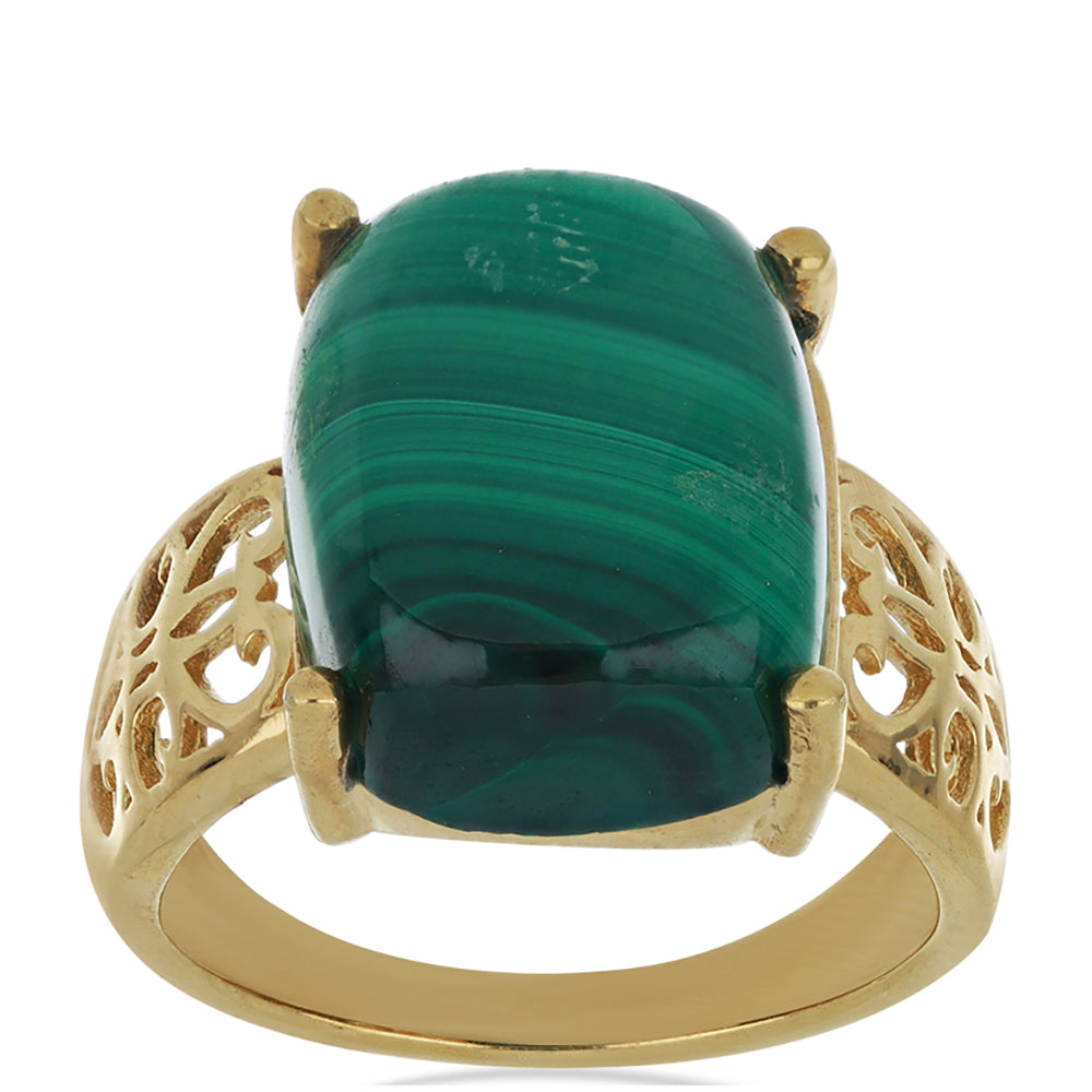Goldplattierter Silberring mit Wales Malachit 4 