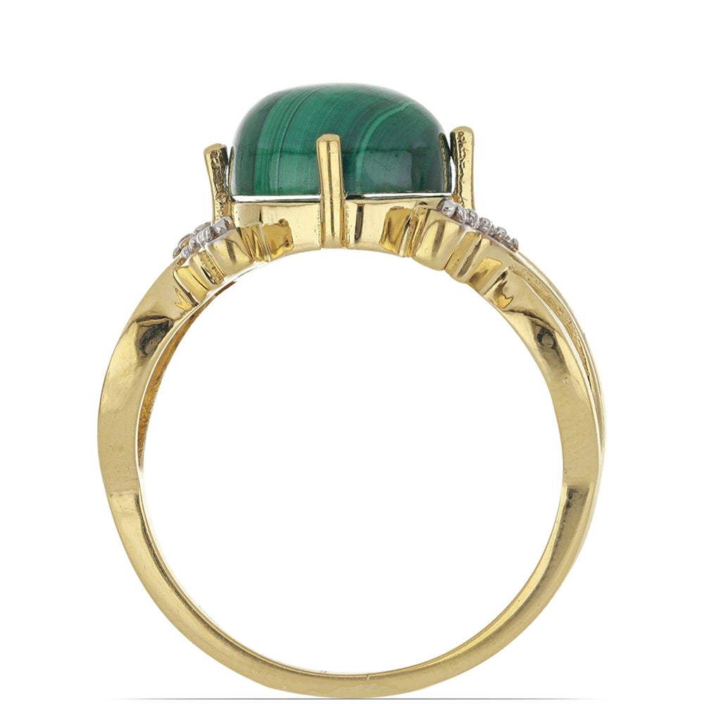 Goldplattierter Silberring mit Wales Malachit und weißem Topas 3 