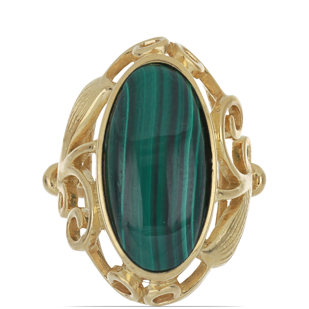 Goldplattierter Silberring mit Wales Malachit 1 