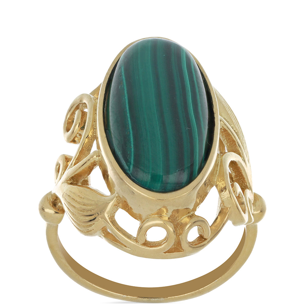 Goldplattierter Silberring mit Wales Malachit 4 