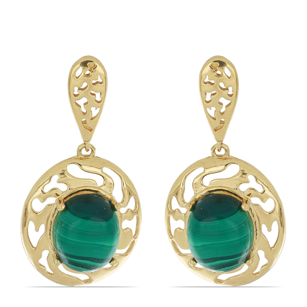 Goldplattierte Silberohrringe mit Wales Malachit