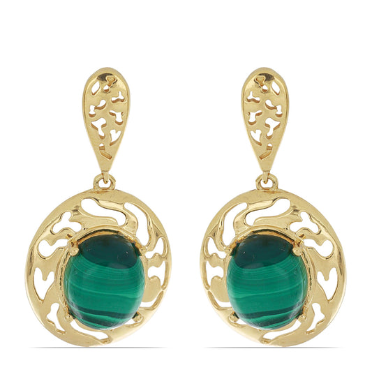 Goldplattierte Silberohrringe mit Wales Malachit