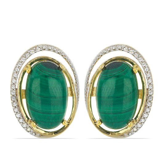 Goldplattierte Silberohrringe mit Wales Malachit und weißem Topas