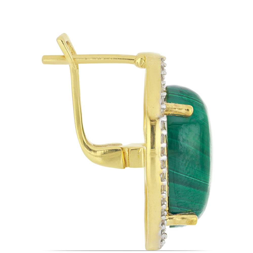 Goldplattierte Silberohrringe mit Wales Malachit und weißem Topas