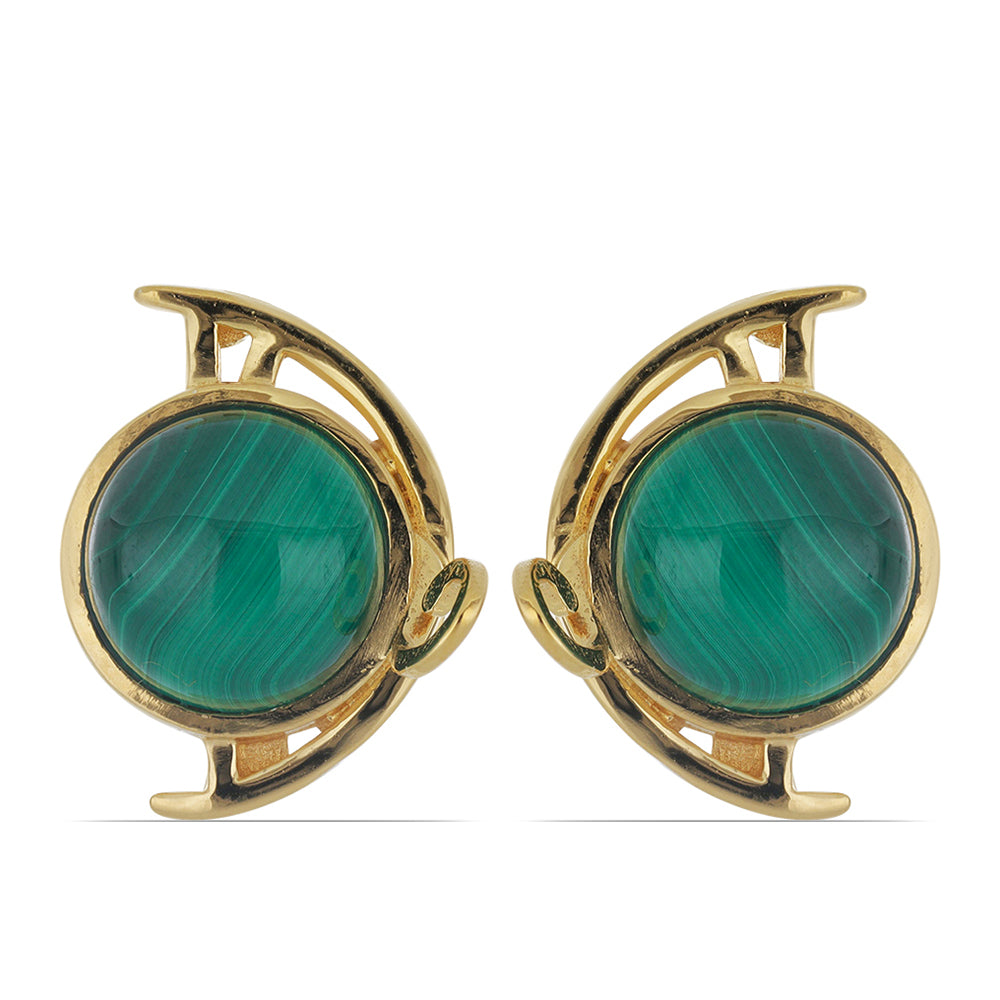 Goldplattierte Silberohrringe mit Wales Malachit 1 